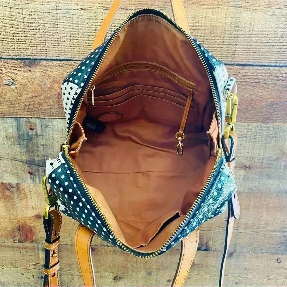 Fossil Sydney Polka Dot Satchel/Crossbody Bag